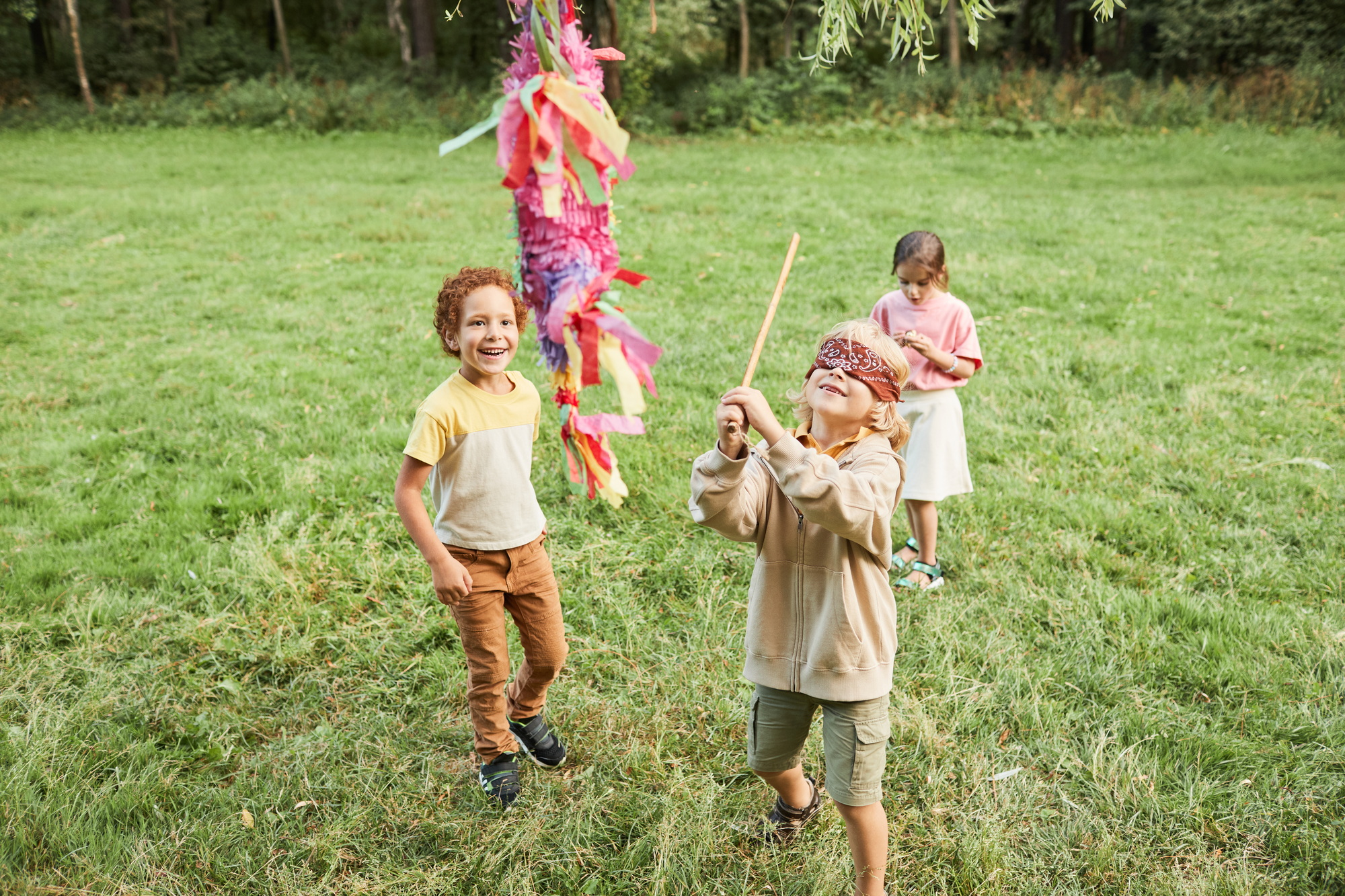 Kids Playing Pinata Game at Party