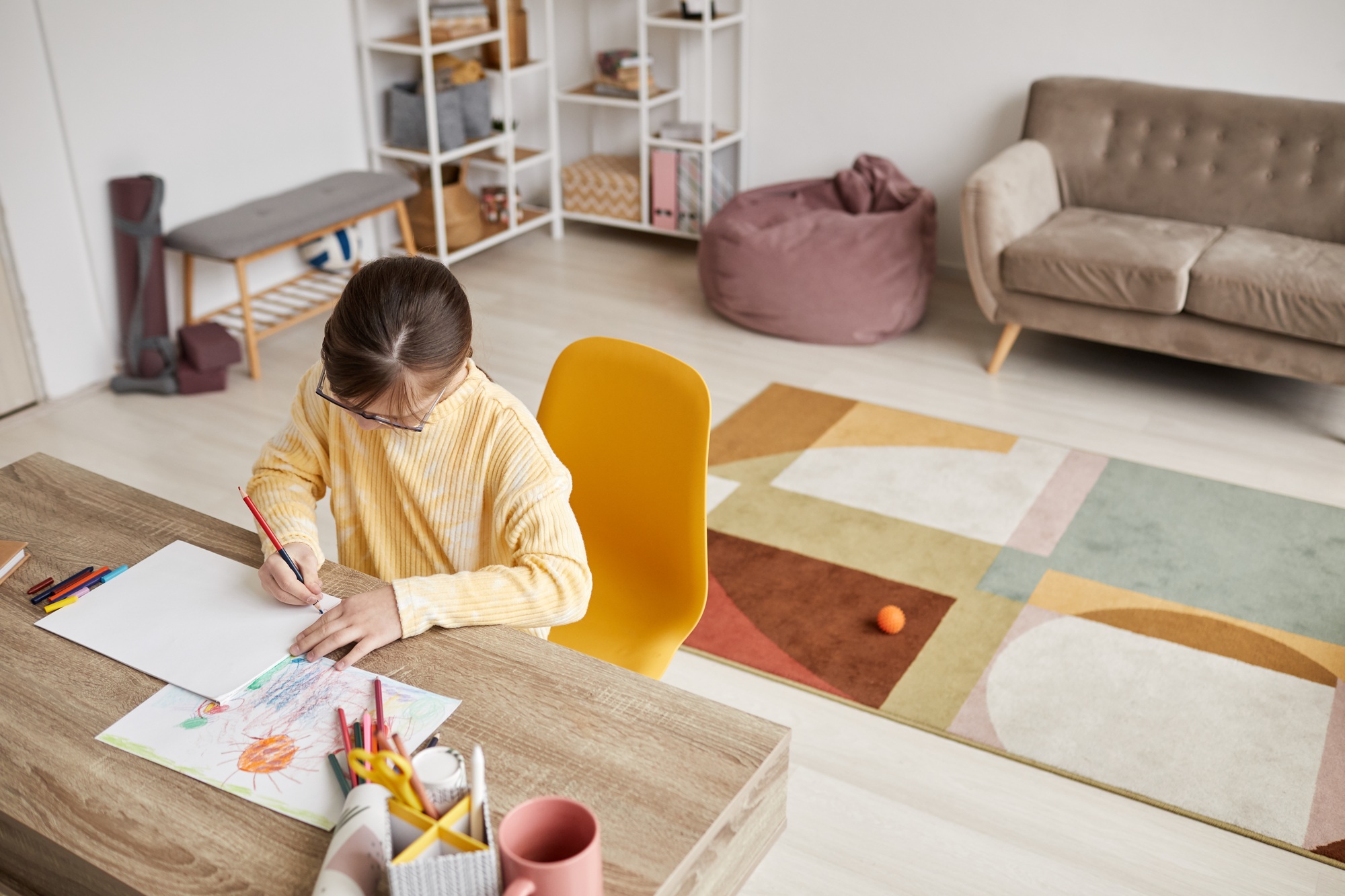 Teen Girl Enjoying Drawing