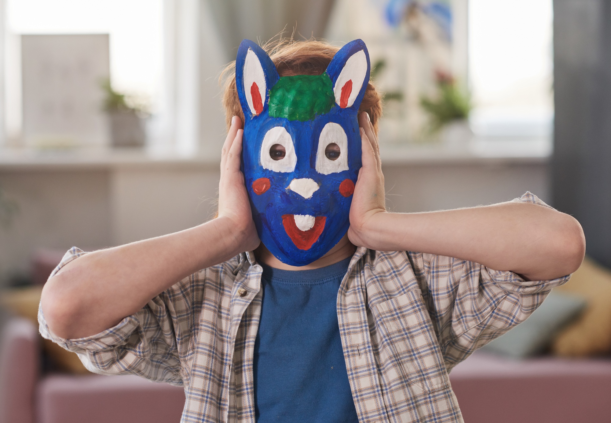 Boy in rabbit mask