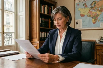Femme professionnelle française en bureau administratif régional, illustrant les origines et le parcours de Régine Delfour