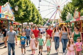 Familles et enfants profitant d'une journée de loisirs dans un parc d'attractions des Hauts-de-France